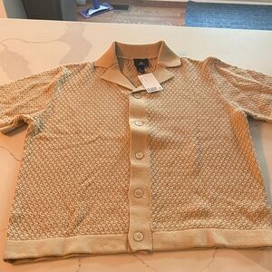 H & M Men's Beige Short Sleeve Knit Jacket